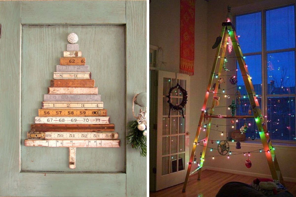 albero di natale con materiali riciclati